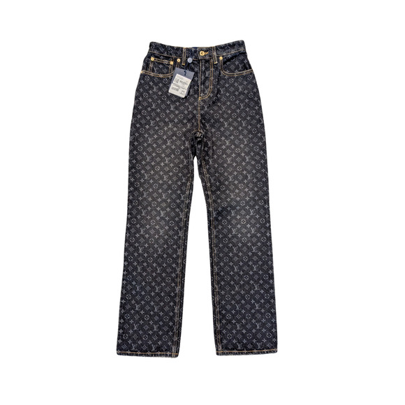 NWT Louis Vuitton Denim Monogram Dark Wash Straight Jeans Size 34 SOLD OUT - Picture 1 of 8